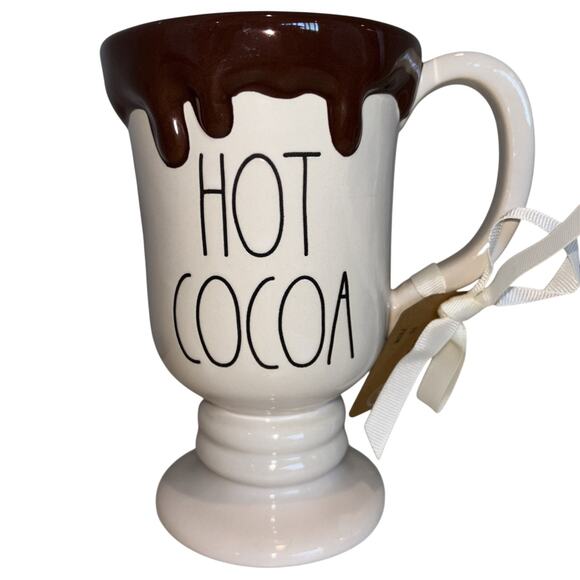 Rae Dunn Hot Cocoa Pedestal Tall Melting Chocolate Christmas Coffee Mug Cup - Picture 1 of 3